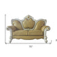 70" Golden Yellow And Pearl Faux Leather Loveseat and Toss Pillows