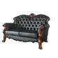 71" Black And Brown Faux Leather Loveseat and Toss Pillows