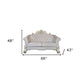 66" Two Tone Ivory And Pearl Velvet Loveseat and Toss Pillows