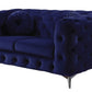 72" Blue And Silver Velvet Loveseat