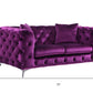 72" Purple And Silver Velvet Loveseat