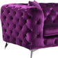 72" Purple And Silver Velvet Loveseat