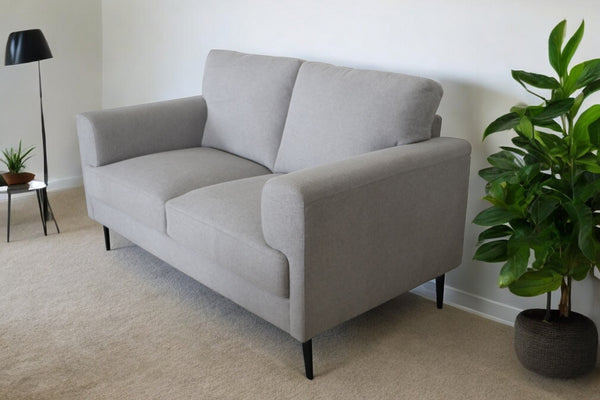 61 Light Gray And Black Linen Loveseat