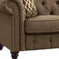 67" Brown And Dark Brown Linen Loveseat