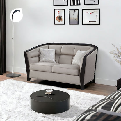 64" Beige And Black Loveseat