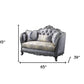 65" Gray And Platinum Silk Blend Loveseat and Toss Pillows