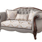 72" Beige And Dark Brown Linen Loveseat and Toss Pillows