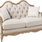 62" Beige And Brown Linen Loveseat and Toss Pillows