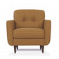35" Camel and Black Genuine Leather Tufted Arm Chair