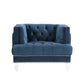 41" Blue Velvet And Black Tufted Arm Chair