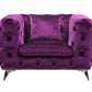 41" Purple Fabric And Black Tufted Arm Chair