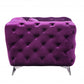 41" Purple Fabric And Black Tufted Arm Chair