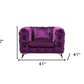 41" Purple Fabric And Black Tufted Arm Chair