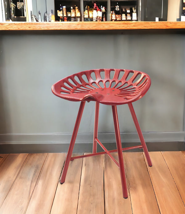 18 Red Iron Backless Bar Chair