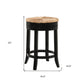 24" Natural And Black Solid Wood Swivel Backless Counter Height Bar Chair