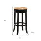 30" Natural And Black Solid Wood Swivel Backless Bar Height Bar Chair