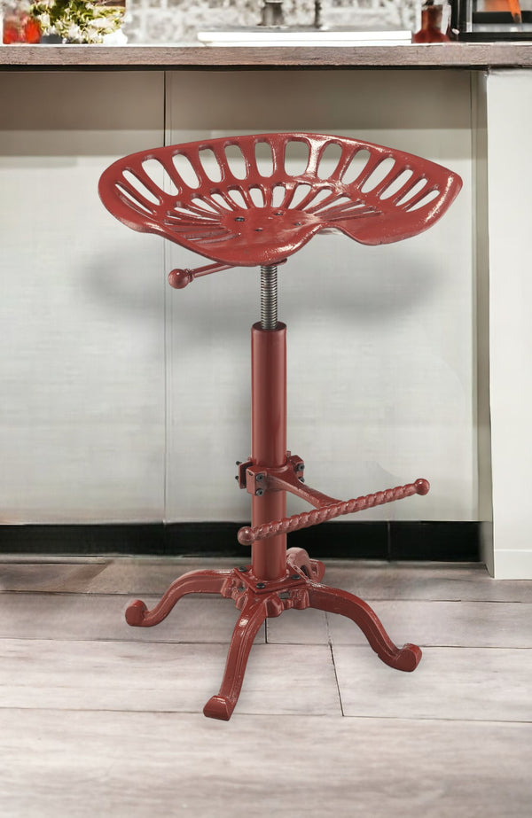 23 Red Iron Backless Adjustable Height Bar Chair