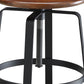 24" Chestnut And Black Steel Swivel Backless Counter Height Bar Chair