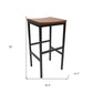 30" Chestnut And Black Steel Swivel Backless Bar Height Bar Chair