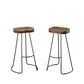 Set of Two 31" Chestnut And Black Steel Backless Bar Height Bar Chairs