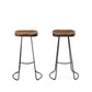 Set of Two 31" Chestnut And Black Steel Backless Bar Height Bar Chairs