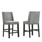 Set of Two 42" Charcoal And Espresso Solid Wood Bar Chairs