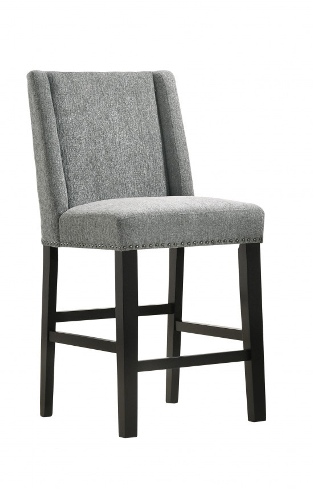 Set of Two 42" Charcoal And Espresso Solid Wood Bar Chairs