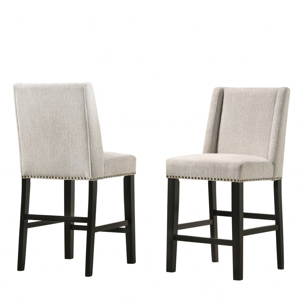 Set of Two 42" Fawn And Espresso Iron Bar Chairs