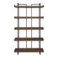 75" Brown and Black Metal and Wood Five Tier Bookcase