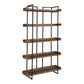 75" Brown and Black Metal and Wood Five Tier Bookcase