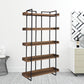 75" Brown and Black Metal and Wood Five Tier Bookcase