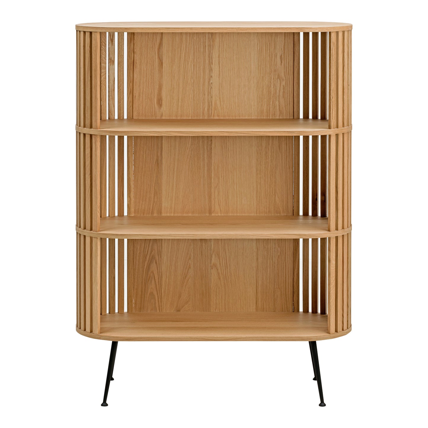 57" White Wood Three Tier Standard Bookcase