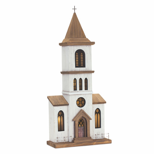 25" Brown and White Church Figurine