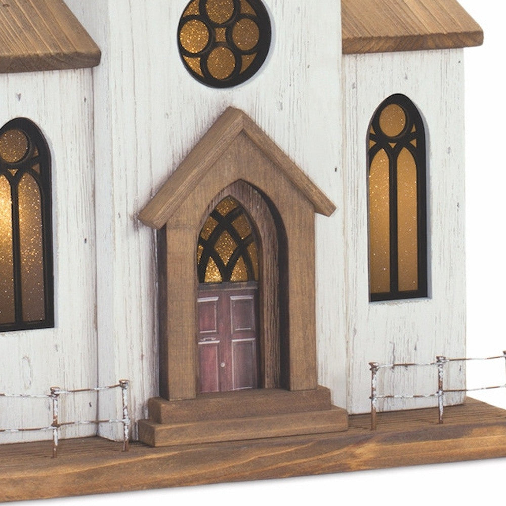 25" Brown and White Church Figurine