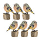 Set Of Six 4" Brown and Gold Polyresin Bird Bird Figurine