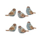 Set Of Six 3" Blue and Brown Polyresin Bird Bird Figurine