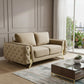72" Beige And Gold Velvet Loveseat