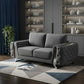 72" Dark Gray And Silver Velvet Loveseat