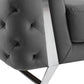 72" Dark Gray And Silver Velvet Loveseat