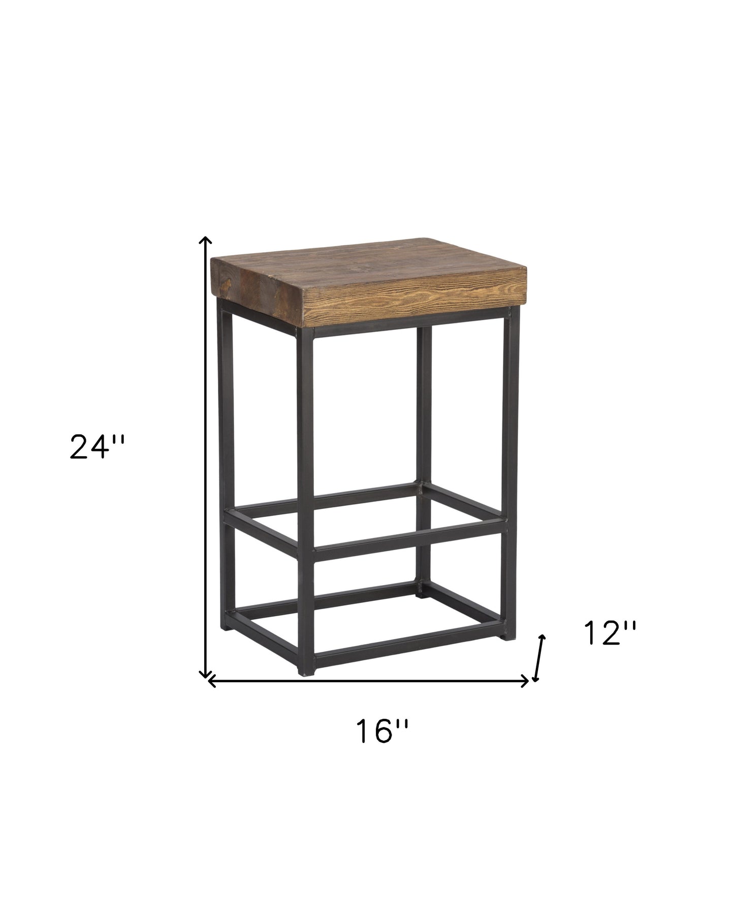 24" Iron Backless Counter Height Bar Chair