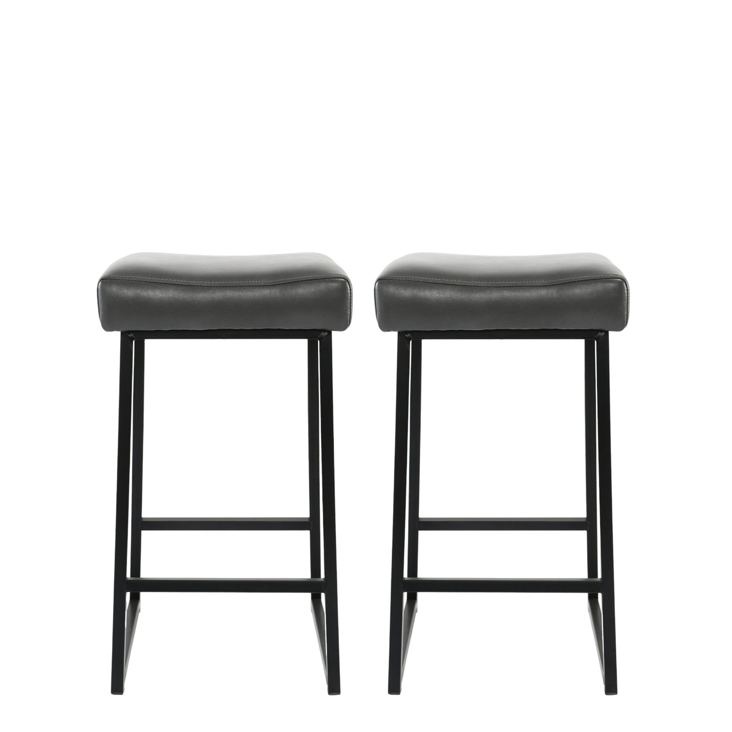 Set of Two 26" Black Metal Backless Bar Height Bar Chairs