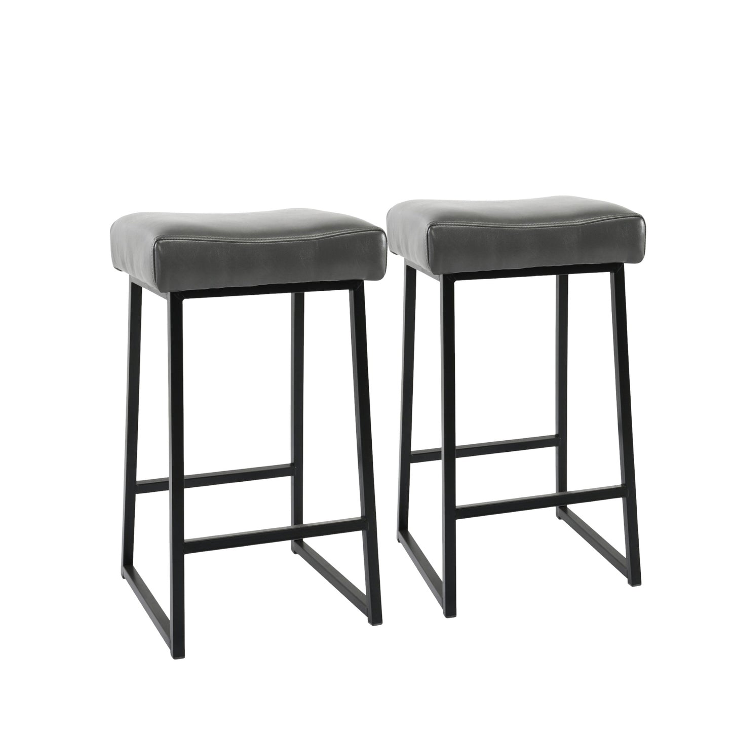 Set of Two 26" Black Metal Backless Bar Height Bar Chairs