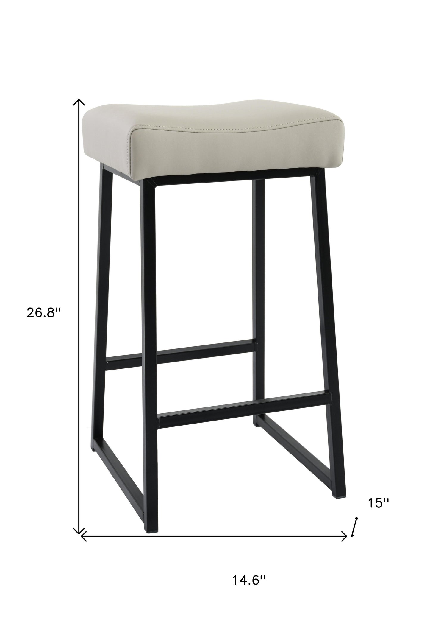 " Gray And Black Backless Bar Height Bar Chair