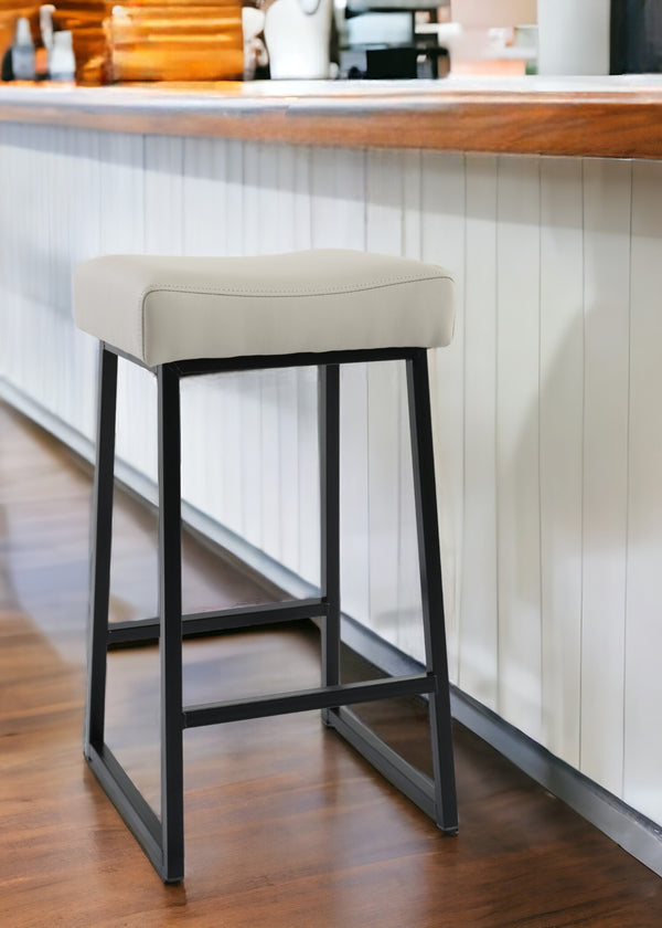  Gray And Black Backless Bar Height Bar Chair