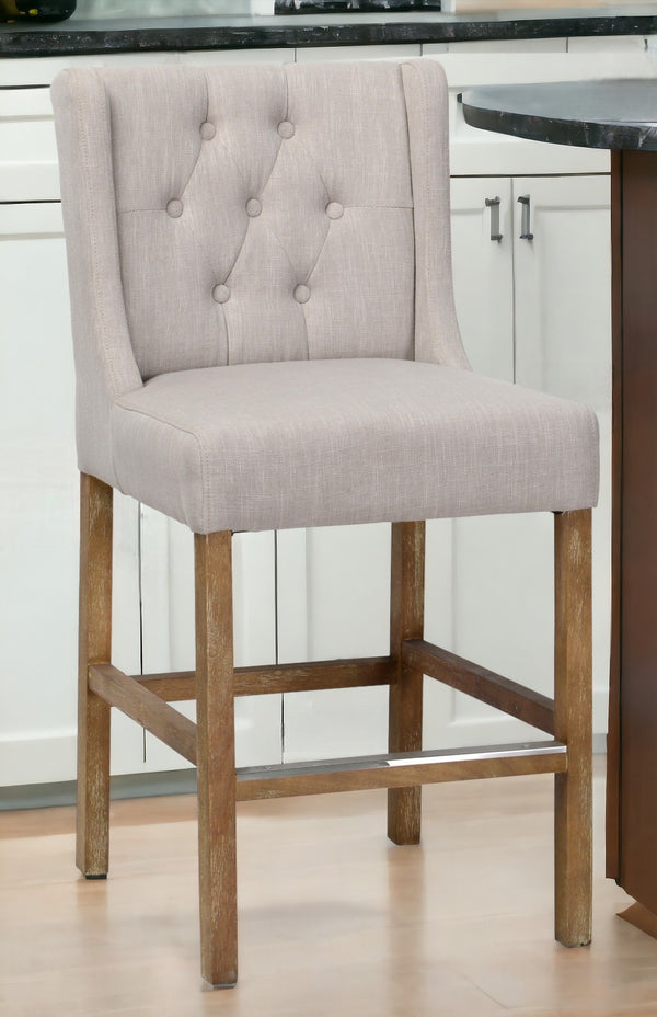  Gray Solid Wood Counter Height Bar Chair