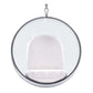 42" White and Silver Acrylic and Faux Leather Hanging Balloon Chair