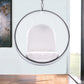 42" White and Silver Acrylic and Faux Leather Hanging Balloon Chair