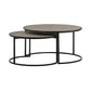 Set of Two 32" Gray And Black Concrete And Metal Round Nested Coffee Tables