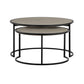 Set of Two 32" Gray And Black Concrete And Metal Round Nested Coffee Tables