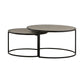 Set of Two 32" Gray And Black Concrete And Metal Round Nested Coffee Tables